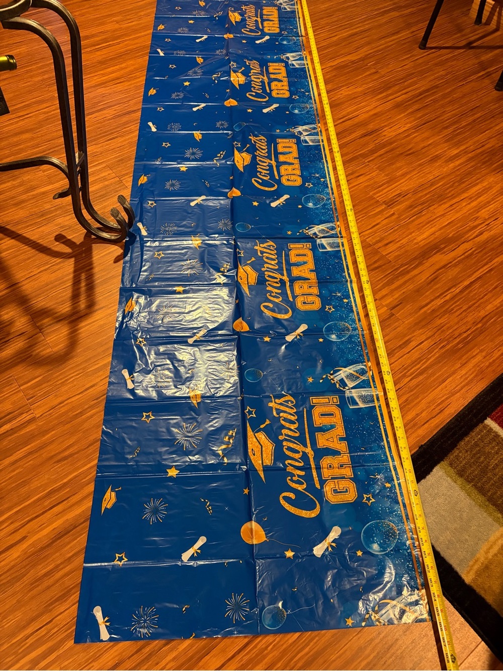 NWT - 12 Congrats Grad Blue Plastic Tablecloths with Gold Accents -